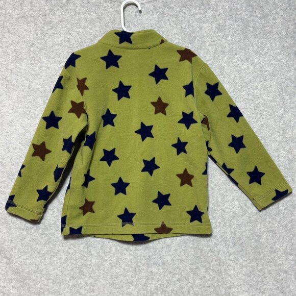 Hanna Andersson 110 Size 5 Fleece 1/4 Zip Pullover Green Blue Stars - Picture 2 of 6